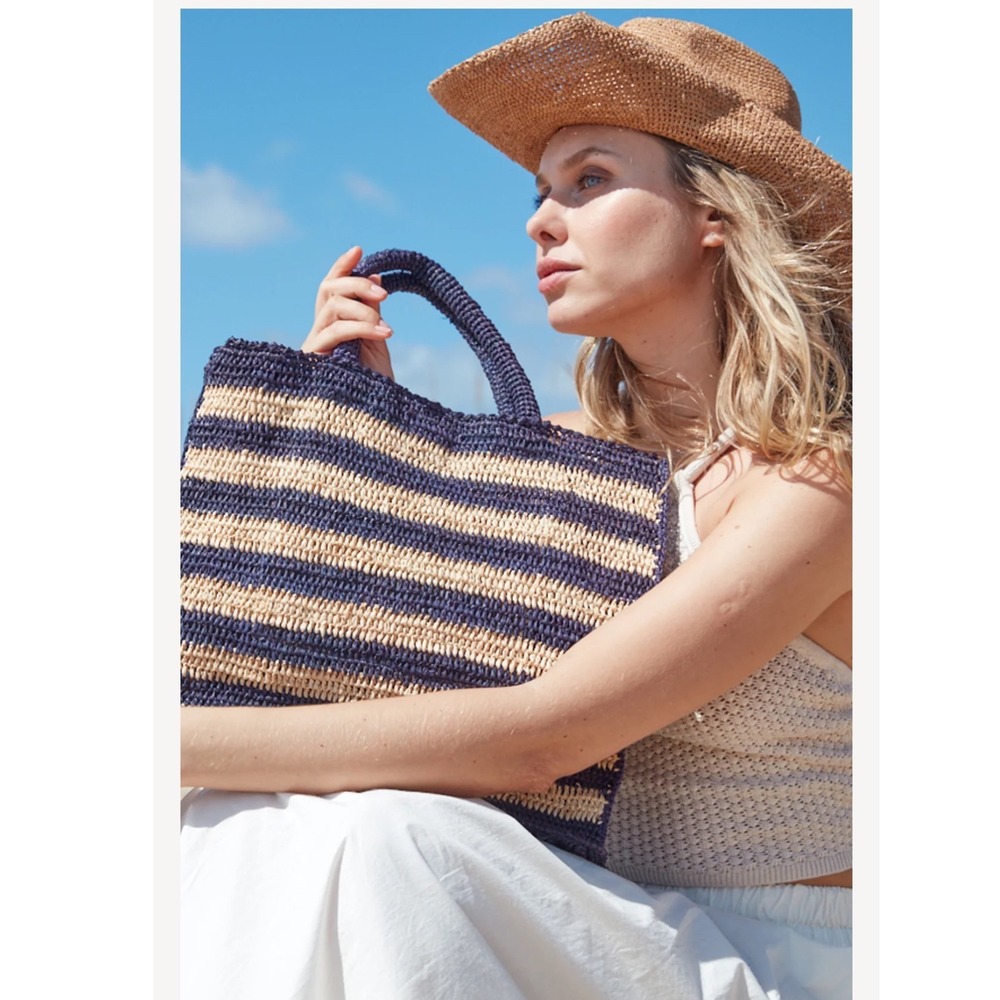 Mar Y Sol Callie‎ Tote Striped Straw Tote Bag NWT | Resort Bag
